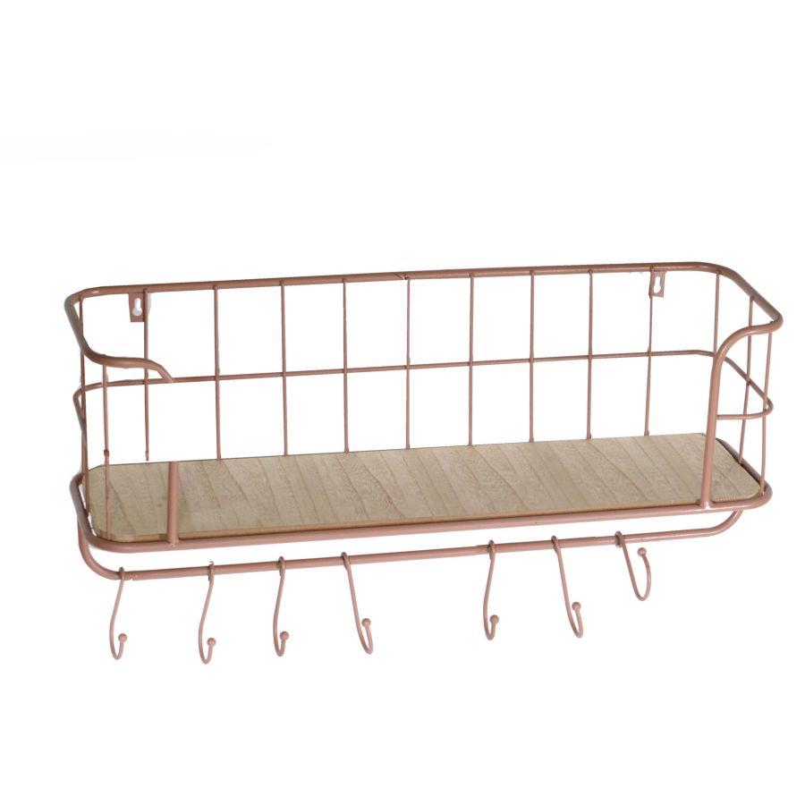 Mensola legno e metallo marrone arrugginito cm 59x18h31