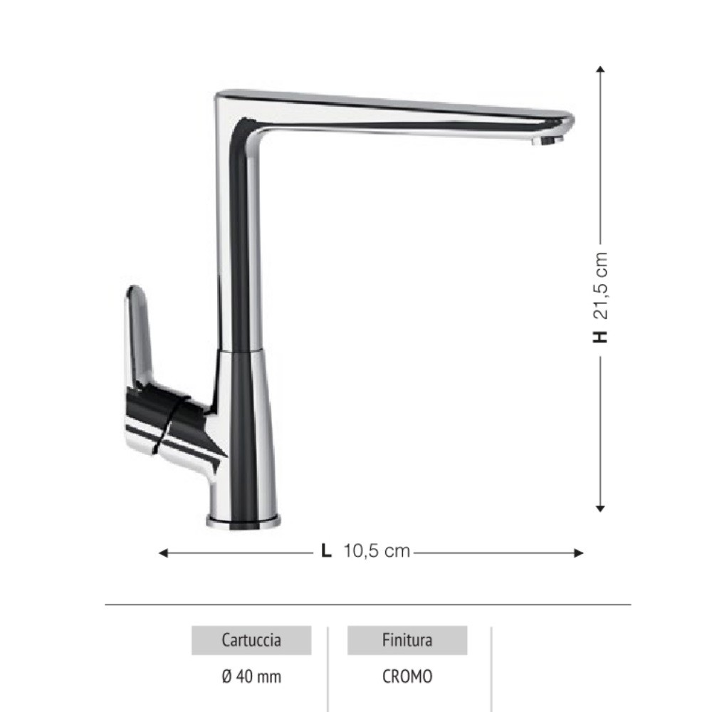 Miscelatore Flap Cartuccia 40mm Finitura Cromo