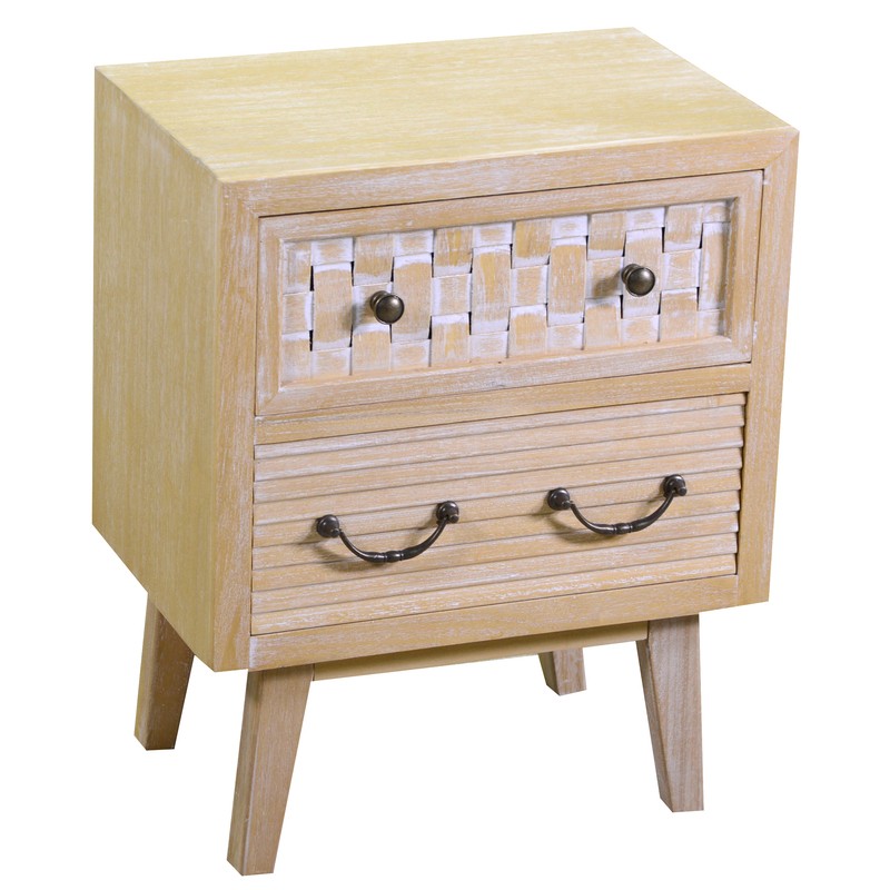 Mobile comodino 2 cassetti legno naturale cm 30 x 44,5 x h 55,5