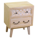 Mobile comodino 2 cassetti legno naturale cm 30 x 44,5 x h 55,5