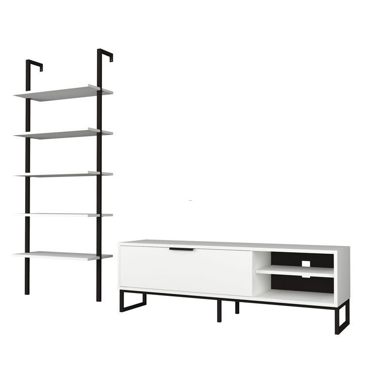 Mobile porta tv con libreria 5 mensole bianco 70x30xh.180 cm