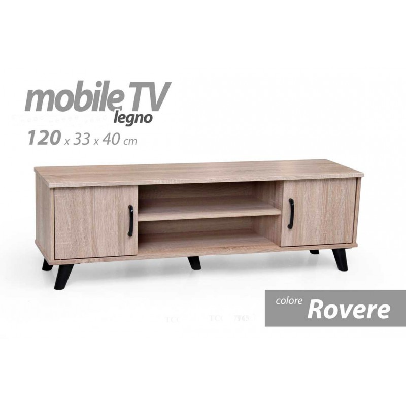 Mobile salotto basso porta tv madia rovere cm 120 x 33 x 40 h