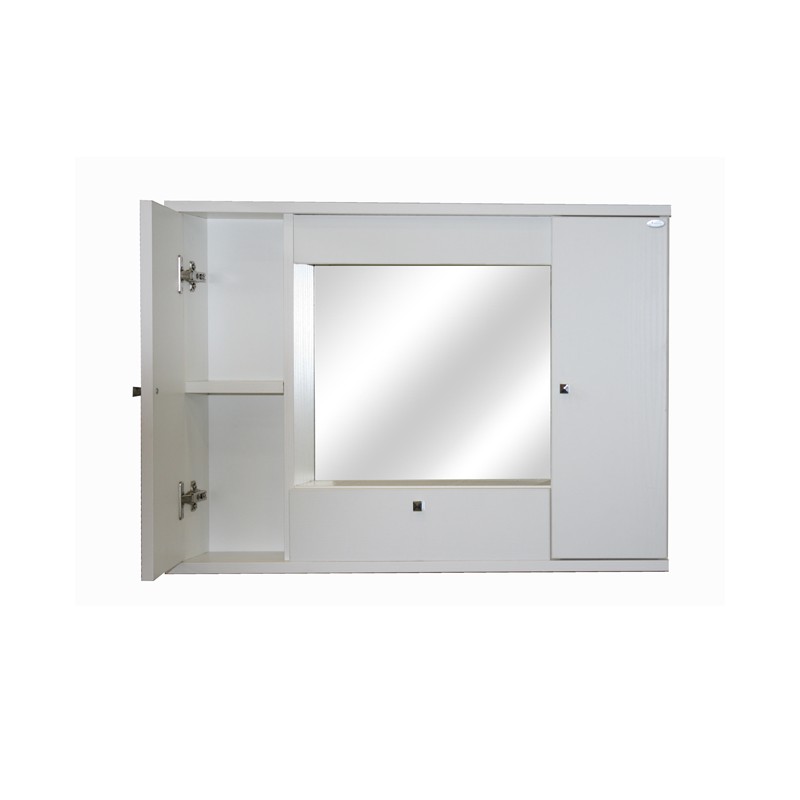 Mobile specchiera bagno bianco frassinato 2 ante c-ribalta h.61x93x14 cm Iperbriko