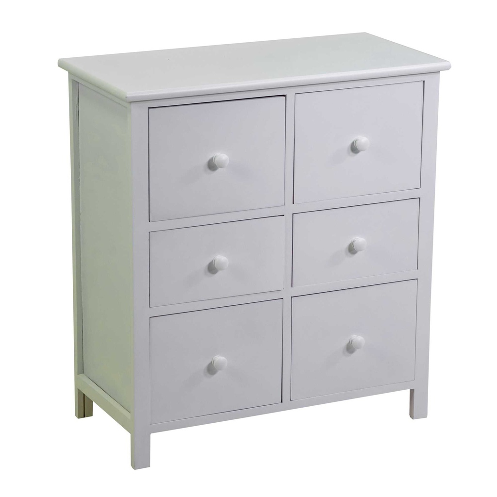 Mobiletto Eleonora bianco 3+3 cassetti cm 60x30h65
