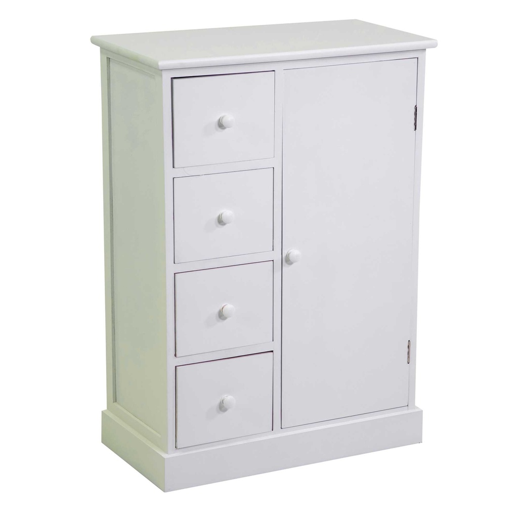 Mobiletto Eleonora cassettiera bianco 1anta + 4 cassetti cm 56x30h79
