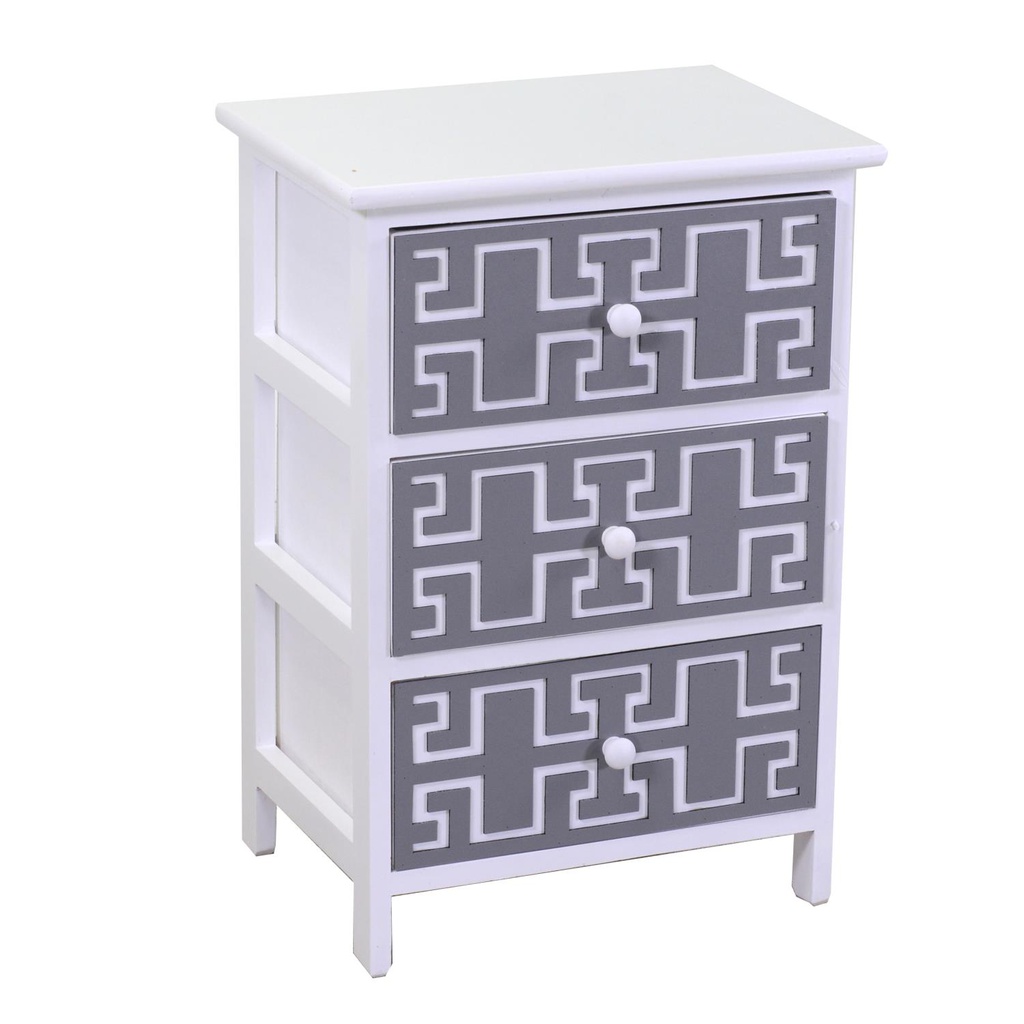 Mobiletto gianna cassettiera bianco grigio 3 cassetti cm 40x29h58