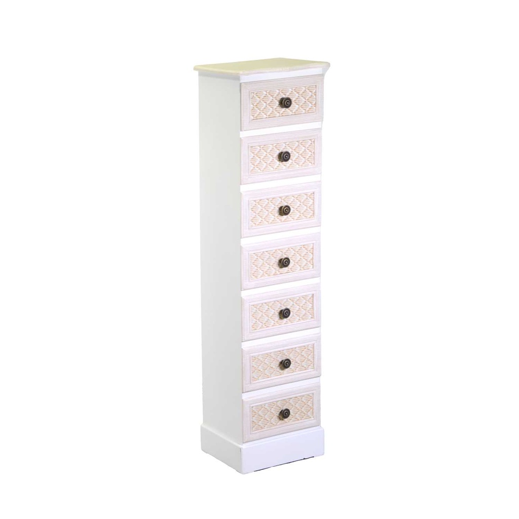 Mobiletto legno losanna 7 cassetti crema cm 29x23h109
