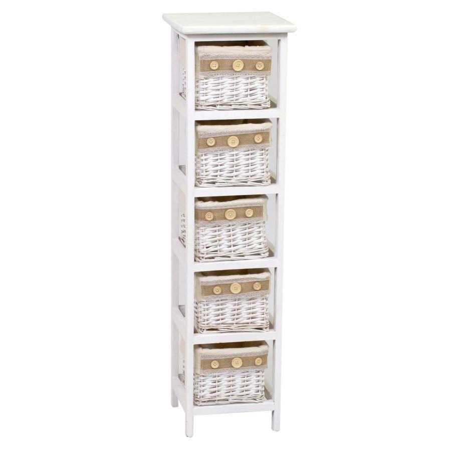 Mobiletto nadia cassettiera bianco 5 cassetti cm25x25h94