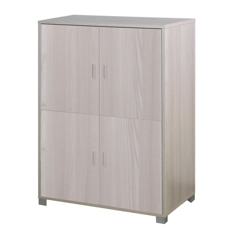 Mobiletto quattro ante con ripiani per ufficio Olmo Chiaro 107x41x h162 cm