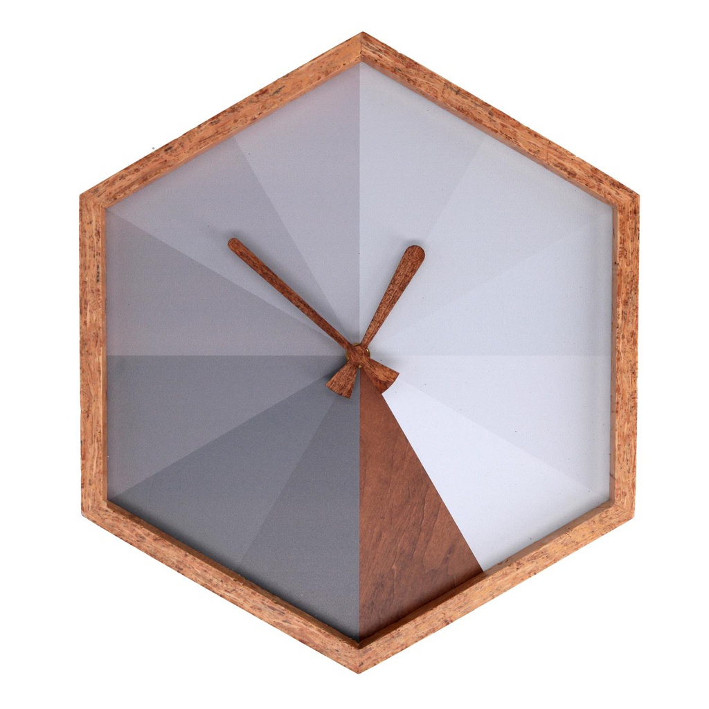 Orologio legno esagonale grigio cm 31x36h4