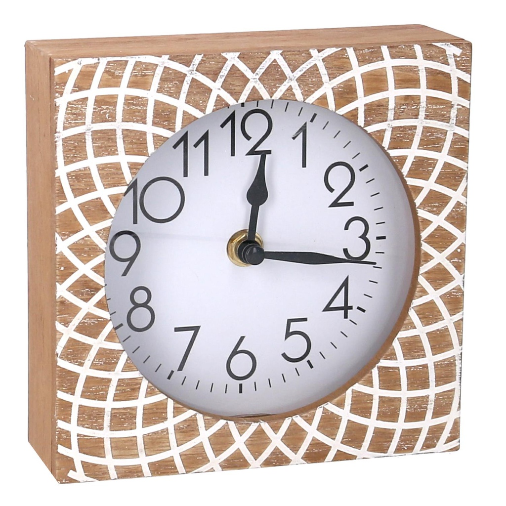 Orologio legno marrone quadro cm 15x5h15