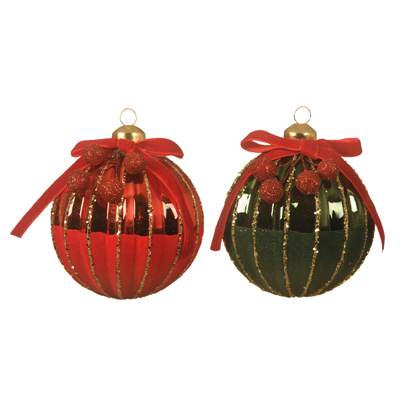 Pallina di natale assortite rosso-verde Ø8cm