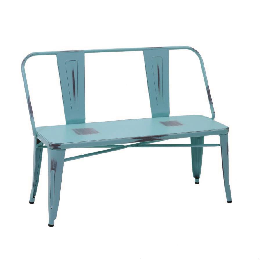 Panchina ferro bristol azzurro antico con schienale cm 51x111h82