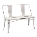 Panchina ferro bristol bianco antico con schienale cm 51x111h82