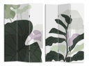 Paravento stampa foglie verde 3 ante rettangolare cm 120,6x2,5xh180,6x2,5xh180