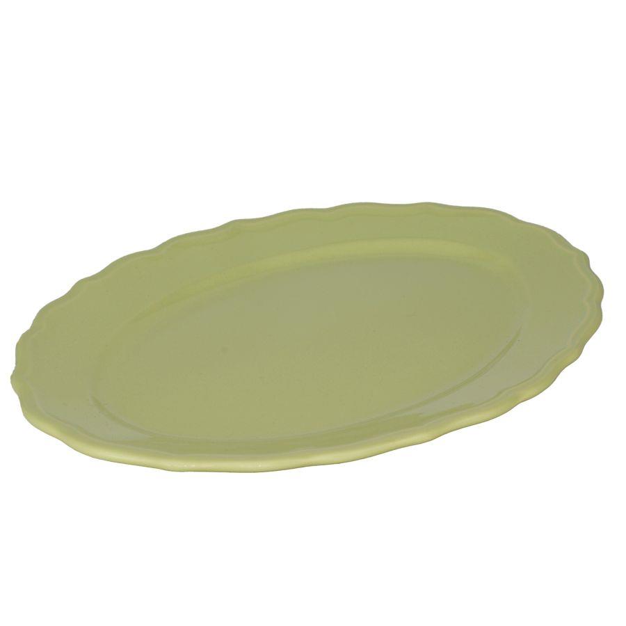 Piatto juliet verde pastello ovale cm 35x26h3