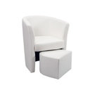 Poltrona imbottita rivestita in ecopelle bianca e pouff estraibile 64x63xh.76 EFFEZ