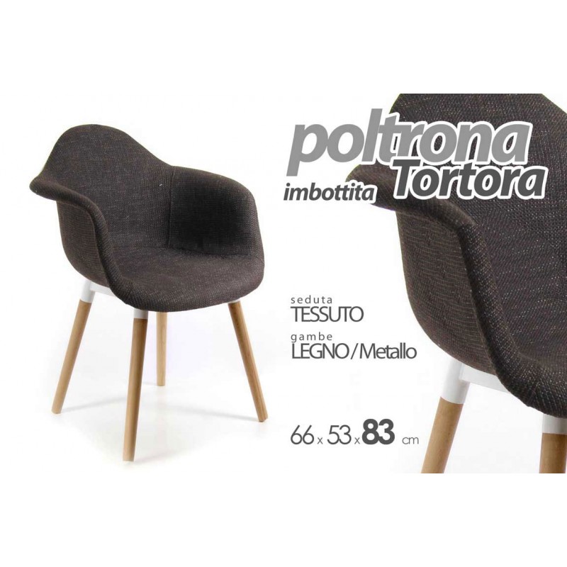 Poltrona in tessuto tortora piedini in legno poltroncina casa ufficio