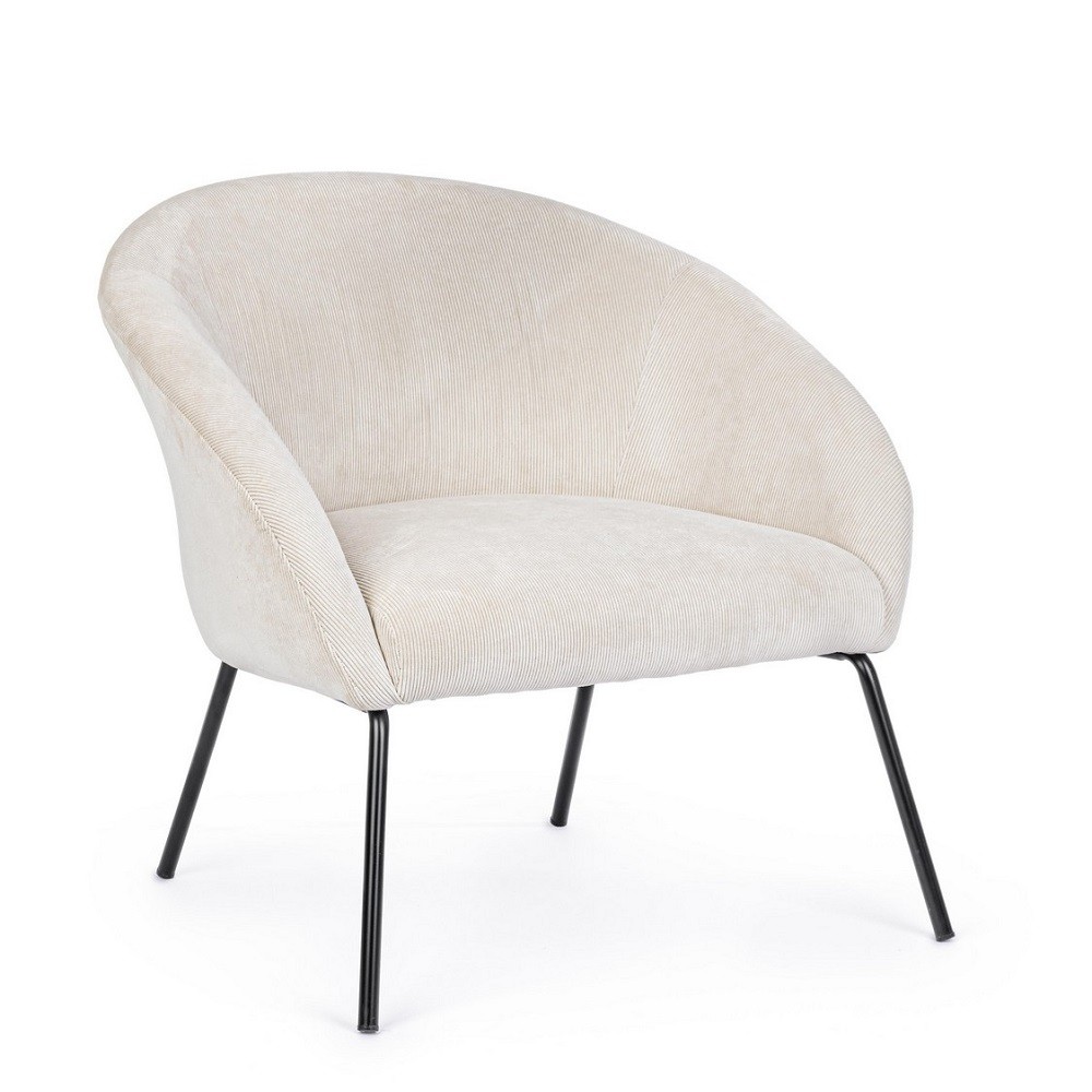 Poltrona metallo velluto bianco Aiko Velvet cm 80 x 76 x 75