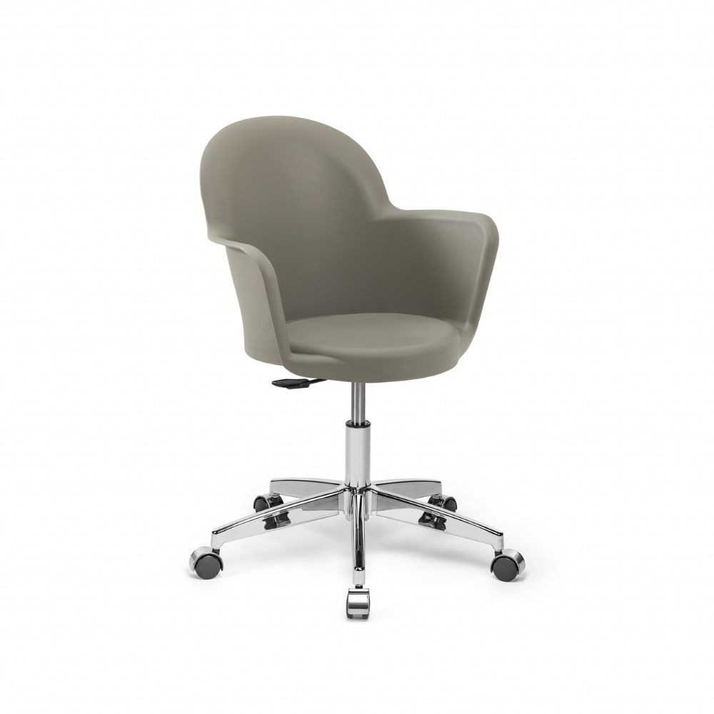 Poltrona ufficio Gora grigio cemento con base cromata