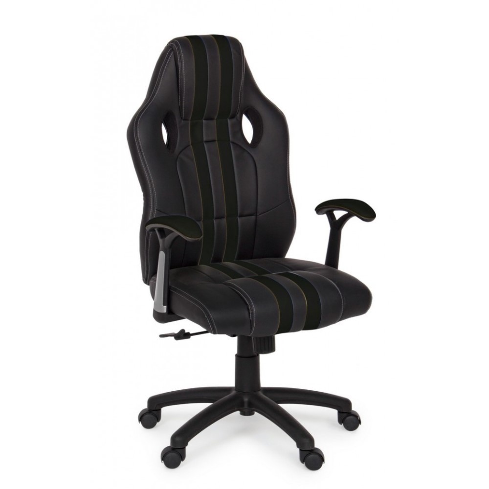 Poltrona ufficio con braccioli Spider nero in similpelle