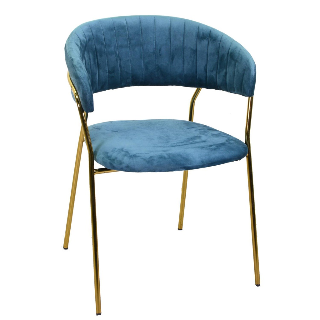 Poltrona velluto Brendeburgo blu ottanio cm 57x52h49/74/78