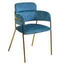 Poltrona velluto hannover blu ottanio cm 52x52h79