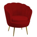 Poltrona velluto tulipan rosso fragola cm 73x72h77