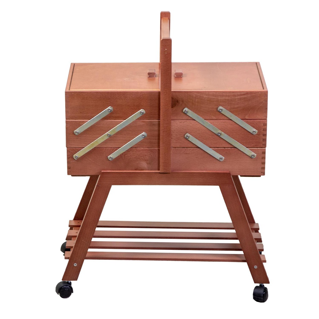 Portalavoro n.40 legno con ruote noce cm 45x28h62