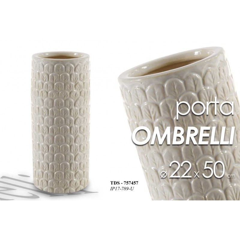 Portaombrelli in ceramica panna design cm 22 x 50 h