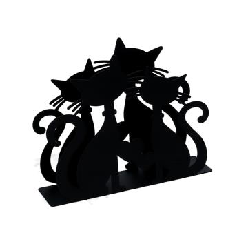 Portatovaglioli metallo gatti nero rettangolare cm 14