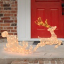 Renna con Slitta 3D H60cm 160 LED Serie LHC Luci di Natale