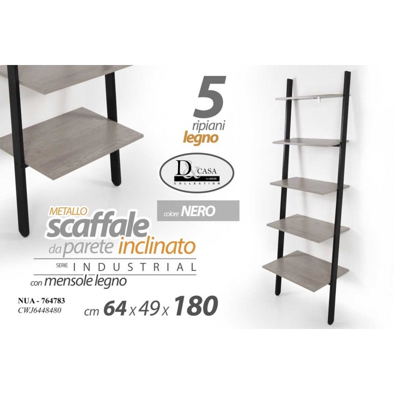 Scaffale da muro inclinato urban industrial cm 64 x 49 x 180 h
