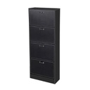 Scarpiera moderna nera 4 ribalte ecopelle cm 63 x 24 x 150 h slim