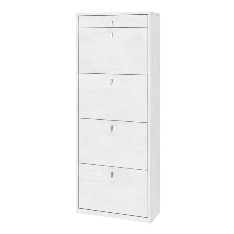 Scarpiera quattro ante un cassetto superiore Bianco Ossido 63x29x h164 cm