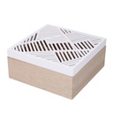 Scatola portathe legno bianco quadro 4 scomparti cm18x18h8