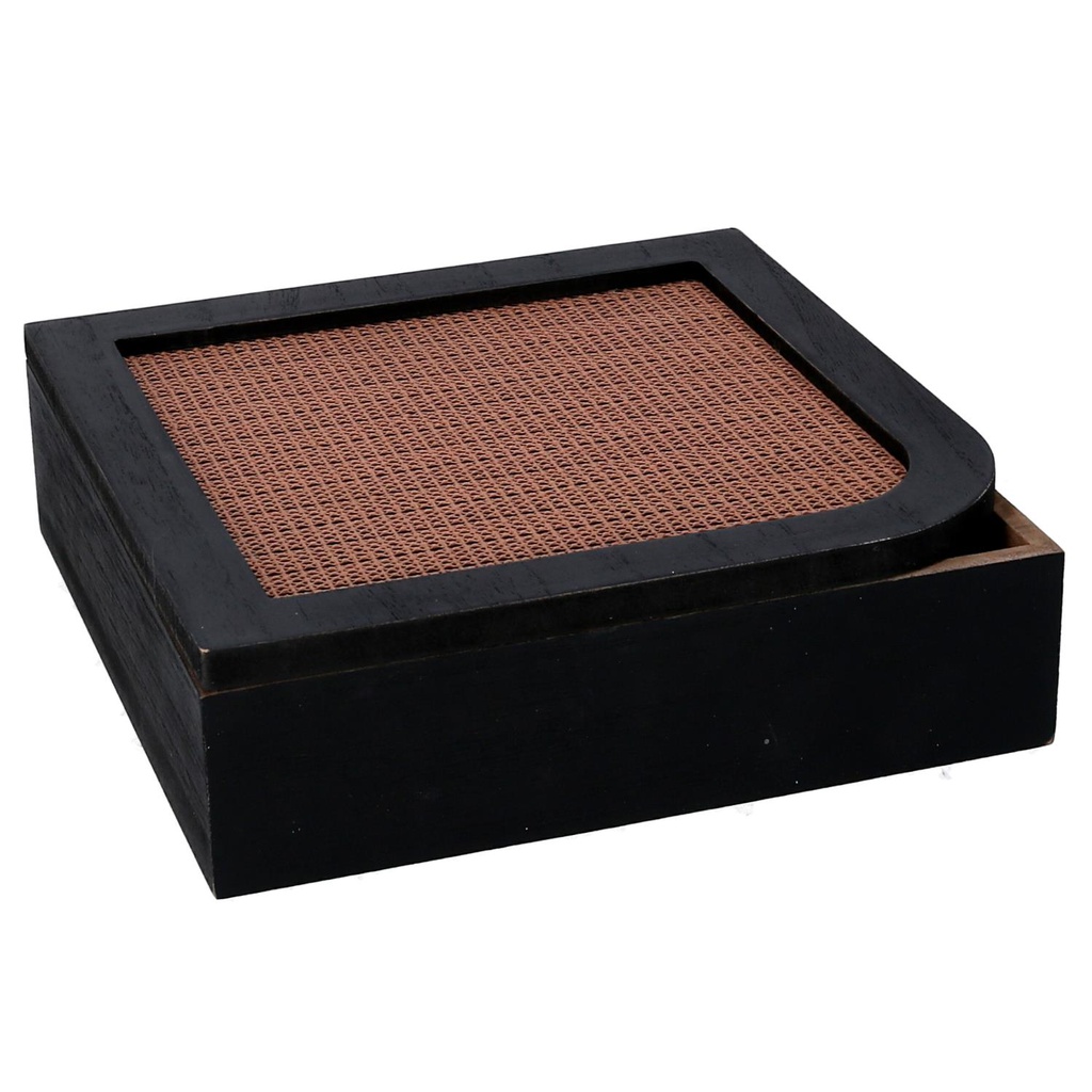 Scatola portathe legno nero quadro cm20x20h6