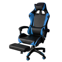 Sedia gaming in ecopelle da ufficio reclinabile con poggiapiedi Blu e Nero 64x53x h123-133 cm