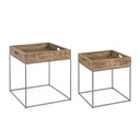 Set 2 tavolino in legno stile industriale