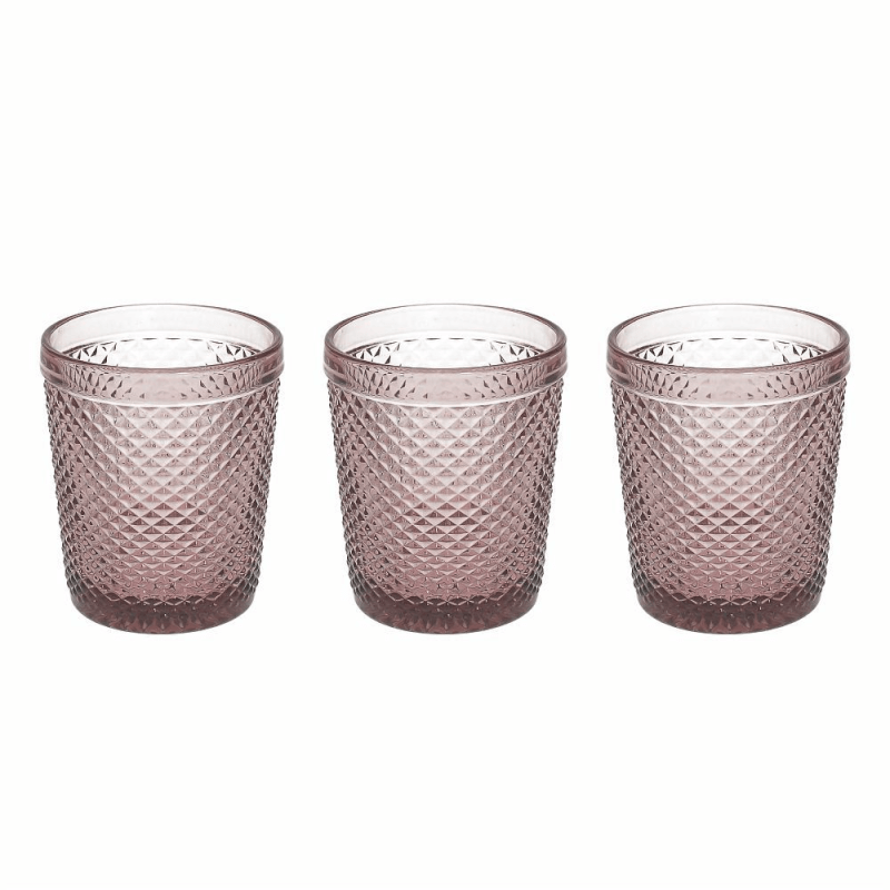 Set 3 Bicchieri ciclamino 300 cc Diamante Ciclamino in vetro rosa