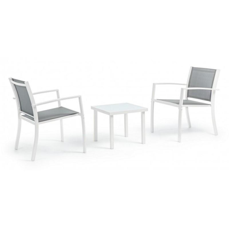 Set 3 pezzi da giardino salotto in metallo Auri bianco