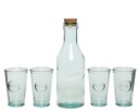 Set 5 pz acqua Caraffa con coperchio in sughero e 4 bicchieri di vetro chiaro riciclato