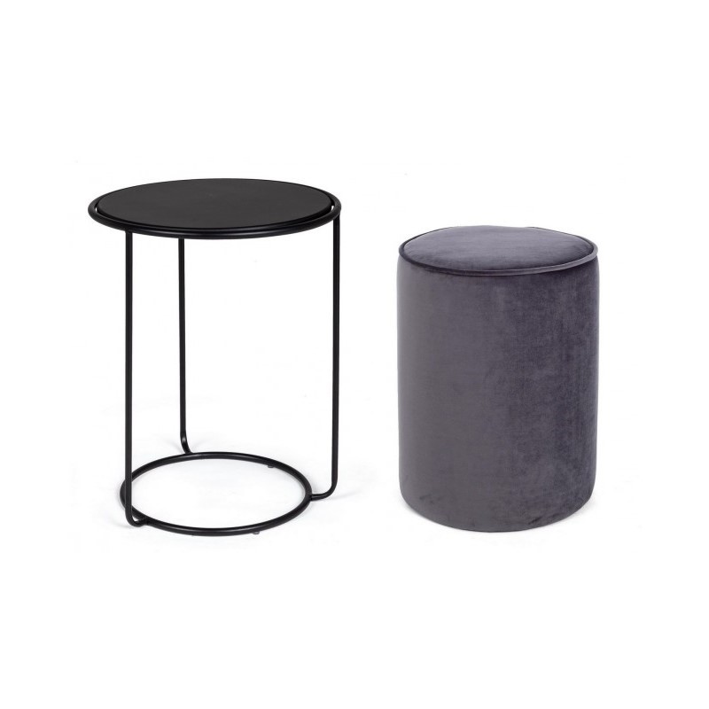 Set combinato moderno tavolino-pouf Annika grigio scuro iperbriko