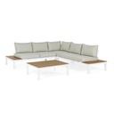 Set da esterno salotto angolare con cuscini bianco Elias