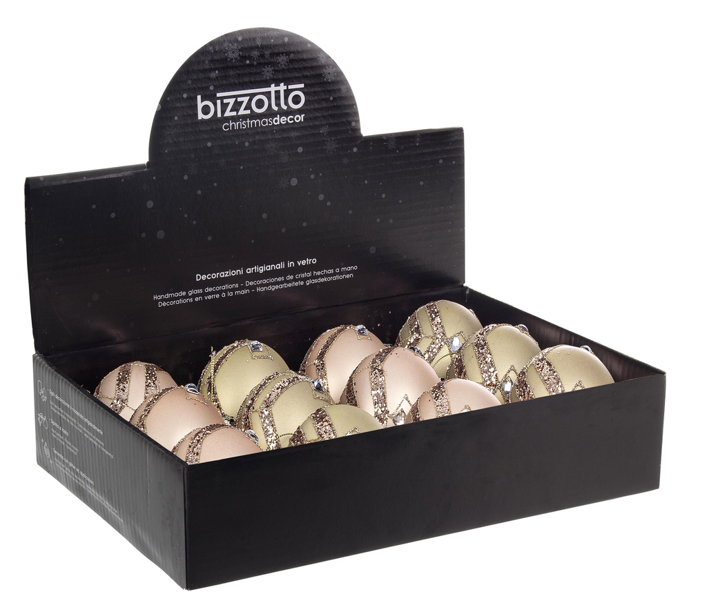 Sfera Vetro Marylin D80mm fantasie assortiti ortite. Il prezzo indica l' acquisto di un solo pezzo