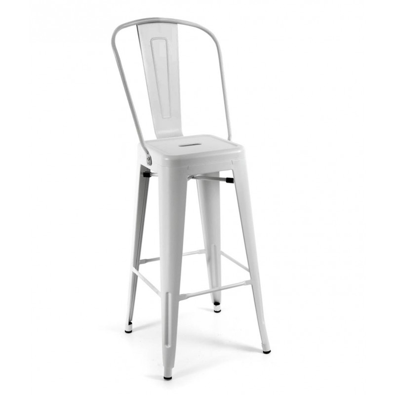 2x Sgabello alto industrial urban bianco cm 42 x 42 x 76 h