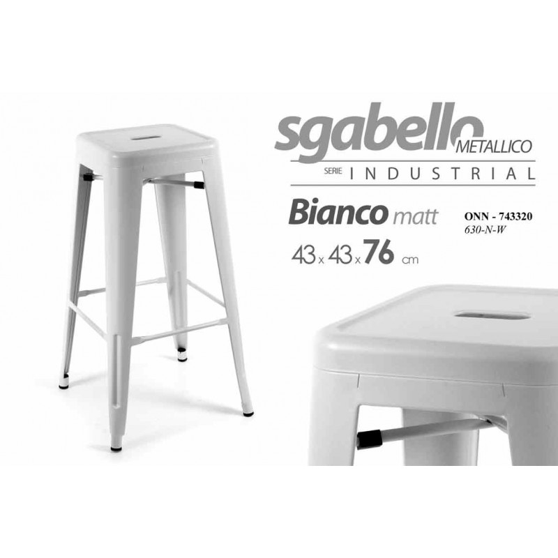 4x Sgabello bar stile urban metallo bianco cm 43 x 43x 76 h