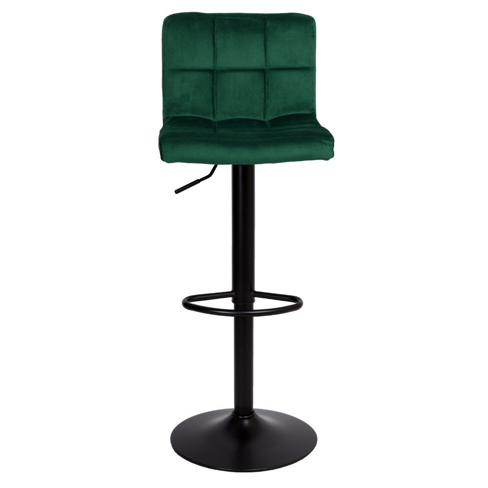 Sgabello regolabile verde scuro con gambe nere opache