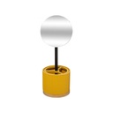 Specchio moderno con portaoggetti Giallo diametro 14x h35 cm
