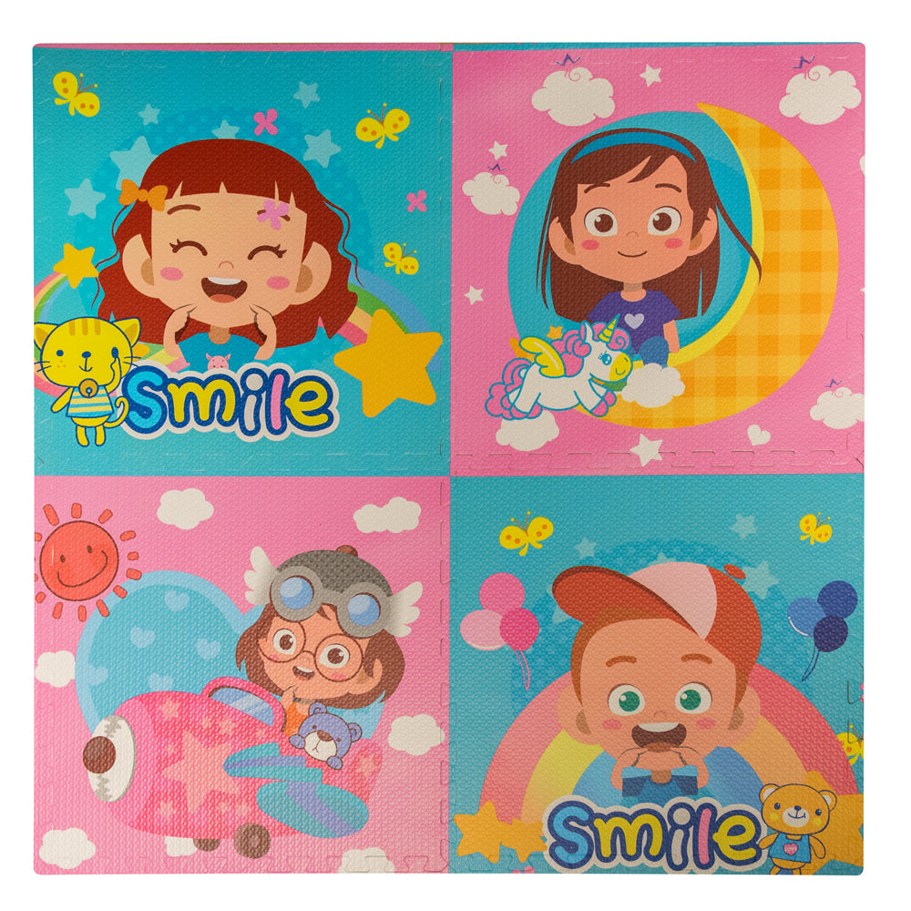 Tappeto Puzzle Morbido SMILE 60x60x1 cm per Bambini Gioco da Interno